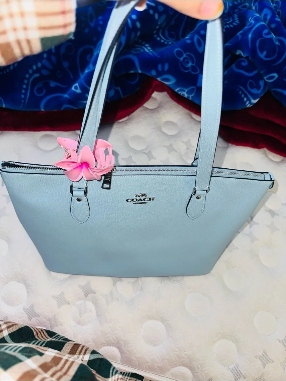 Coach Powder Blue Leather Tote
